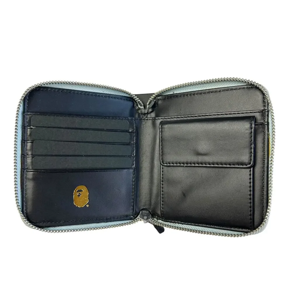 Bape Blue Camo Leather Zip Wallet